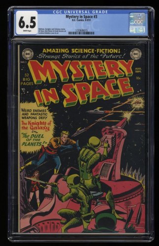 Cover Scan: Mystery In Space (1951) #3 CGC FN+ 6.5 White Pages Infantino Art! - Item ID #359063
