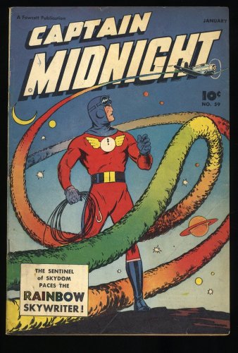 Cover Scan: Captain Midnight #59 FN- 5.5 Vs. The Rainbow Skywriter! - Item ID #364352