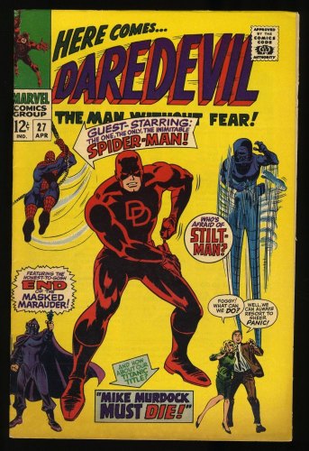 Cover Scan: Daredevil #27 FN+ 6.5  Masked Marauder Stilt-Man! Spider-Man Crossover! - Item ID #364487