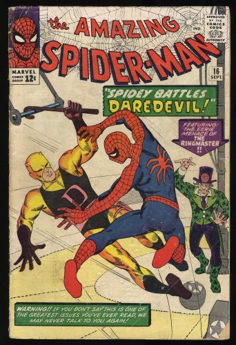 Cover Scan: Amazing Spider-Man #16 GD/VG 3.0 Battles Daredevil! Stan Lee! - Item ID #369121