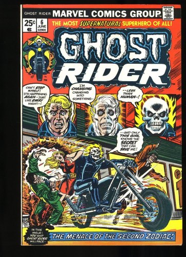Cover Scan: Ghost Rider (1973) #6 VF+ 8.5 Menace of the Zodiac! John Romita! - Item ID #370769