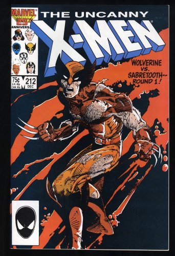 Cover Scan: Uncanny X-Men #212 NM+ 9.6 Wolverine Vs. Sabretooth! - Item ID #371889