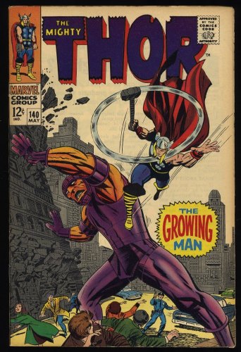 Cover Scan: Thor #140 VF- 7.5 1st Appearance Growing Man! Kang App! Jack Kirby Art! - Item ID #372231