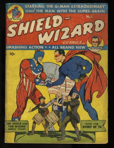 Cover Scan: Shield-Wizard Comics #1 GD+ 2.5 (Restored) Origin Issue! WWII Era Flag Cover! - Item ID #373326