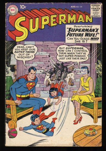 Cover Scan: Superman #131 VG- 3.5 Mr. Mxyzptlk! Lois Lane! Swan/Kaye Cover - Item ID #377857