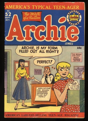 Cover Scan: Archie Comics #52 VG- 3.5 Golden Age! Something to Beef About!  - Item ID #378801