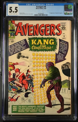Cover Scan: Avengers #8 CGC FN- 5.5 1st Appearance Kang The Conqueror! Jack Kirby Cover! - Item ID #380070