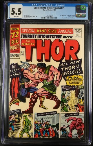 Cover Scan: Journey Into Mystery Annual #1 CGC FN- 5.5 White Pages Thor 1st Hercules!! - Item ID #380075