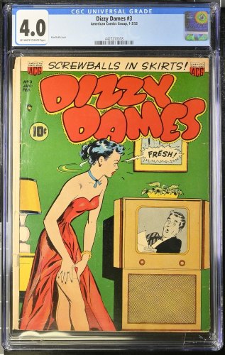 Cover Scan: Dizzy Dames #3 CGC VG 4.0 Off White to White Scarce!  Ken Bald Cover! - Item ID #380482