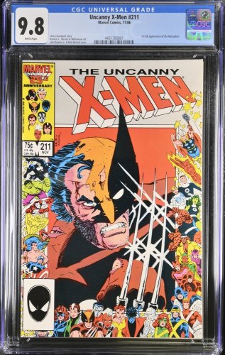 Cover Scan: Uncanny X-Men #211 CGC NM/M 9.8 Mutant Massacre Tie-in! 1st Full App Marauders! - Item ID #381547