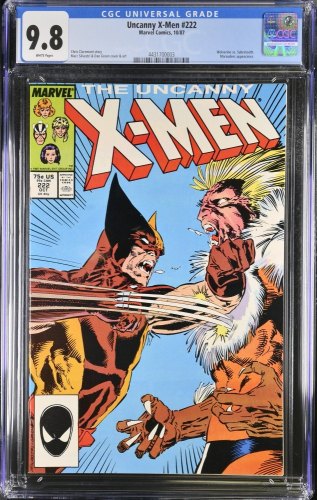 Cover Scan: Uncanny X-Men #222 CGC NM/M 9.8 Wolverine vs Sabertooth! Marc Silvestri Art! - Item ID #381549