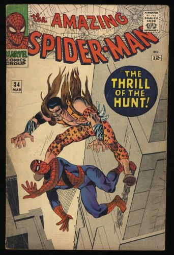 Cover Scan: Amazing Spider-Man #34 VG- 3.5 Kraven the Hunter Appearance! - Item ID #382013