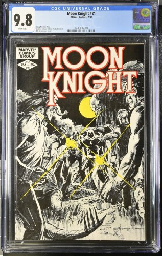 Cover Scan: Moon Knight #21 CGC NM/M 9.8 White Pages Master of Night Earth! Brother Voodoo! - Item ID #382259