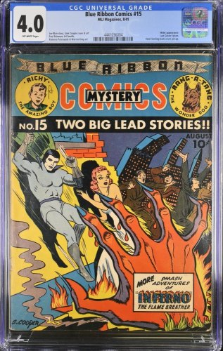 Cover Scan: Blue Ribbon Comics #15 CGC VG 4.0 Off White Hitler Appearance! - Item ID #383046