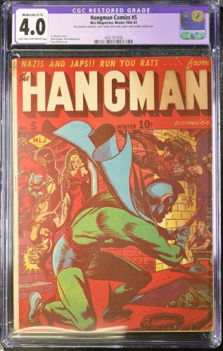 Cover Scan: Hangman #5 CGC VG 4.0 (Restored) WWII Nazi Cover! - Item ID #383331