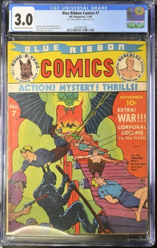 Cover Scan: Blue Ribbon Comics #7 CGC GD/VG 3.0 WWII Era Golden Age! Nazis! - Item ID #384057