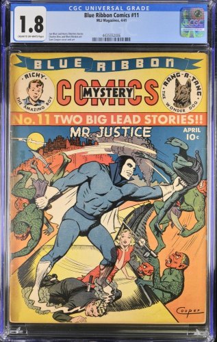 Cover Scan: Blue Ribbon Comics #11 CGC GD- 1.8 Cream To Off White Mr. Justice Cover! - Item ID #384759