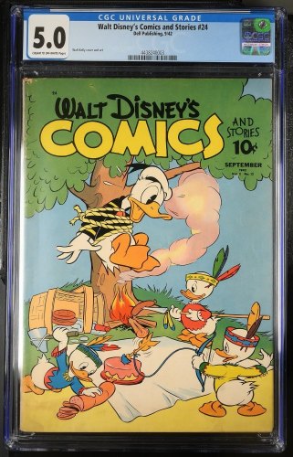 Cover Scan: Walt Disney's Comics And Stories #24 CGC VG/FN 5.0 Cream To Off White - Item ID #385008