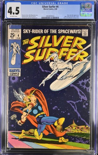 Cover Scan: Silver Surfer #4 CGC VG+ 4.5 Off White vs Thor! Loki Appearance!  - Item ID #385052