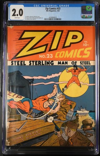 Cover Scan: Zip Comics #23 CGC GD 2.0 White Pages WWII Golden Age Nazi War Cover! - Item ID #386029