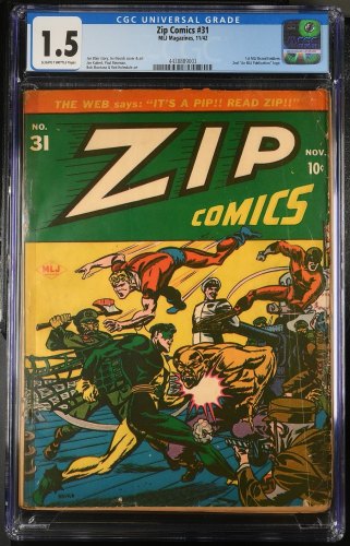 Cover Scan: Zip Comics #31 CGC FA/GD 1.5 WWII Nazi and Japanese War Cover! - Item ID #386030