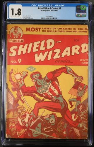 Cover Scan: Shield-Wizard Comics #9 CGC GD- 1.8 Cream To Off White WWII Japanese War Cover! - Item ID #386033