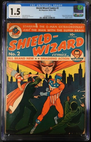 Cover Scan: Shield-Wizard Comics #2 CGC FA/GD 1.5 Cream To Off White Origin Shield Retold! - Item ID #386035