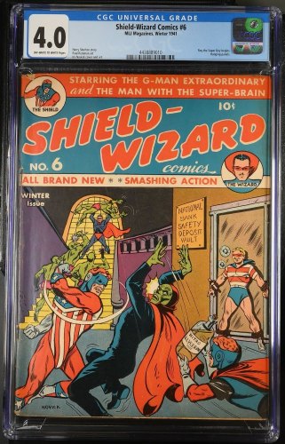 Cover Scan: Shield-Wizard Comics #6 CGC VG 4.0 Off White to White - Item ID #386037