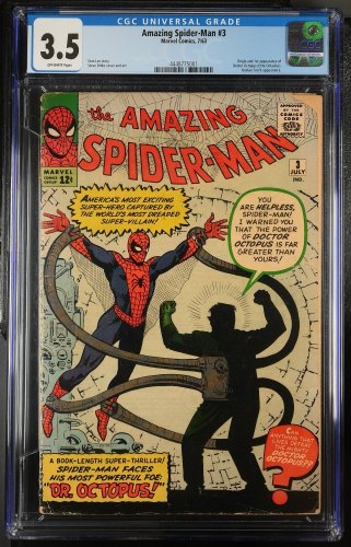 Cover Scan: Amazing Spider-Man #3 CGC VG- 3.5 Off White 1st Appearance Doctor Octopus! - Item ID #386042