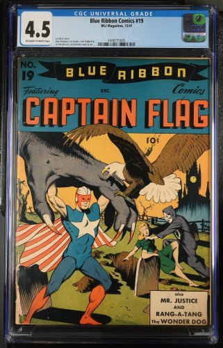 Cover Scan: Blue Ribbon Comics #19 CGC VG+ 4.5 Classic Captain Flag Cover! - Item ID #386046