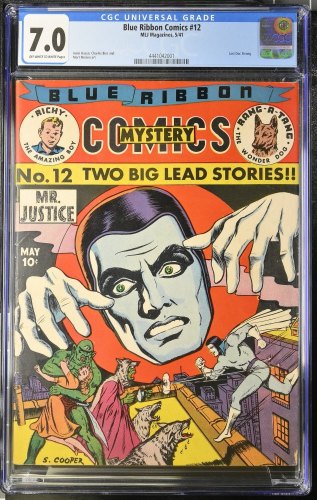Cover Scan: Blue Ribbon Comics #12 CGC FN/VF 7.0 Classic Golden Age Super-Hero Cover! - Item ID #386315