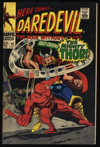 Cover Scan: Daredevil #30 VF- 7.5 Written by Stan Lee! Thor! Cobra! Hyde! - Item ID #386974