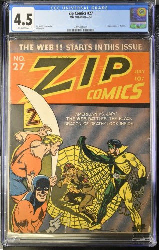 Cover Scan: Zip Comics v1 #27 CGC VG+ 4.5 Off White Japanese War WWII Cover 1st App Web! - Item ID #388558