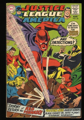 Cover Scan: Justice League Of America #64 VF- 7.5 1st Silver Age Red Tornado! - Item ID #388787