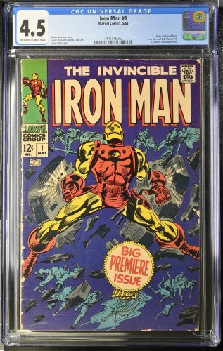 Cover Scan: Iron Man #1 CGC VG+ 4.5 Off White to White Origin Retold! Stan Lee! - Item ID #388989