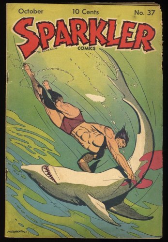 Cover Scan: Sparkler Comics #37 VG+ 4.5 Tarzan Shark Cover! - Item ID #390793