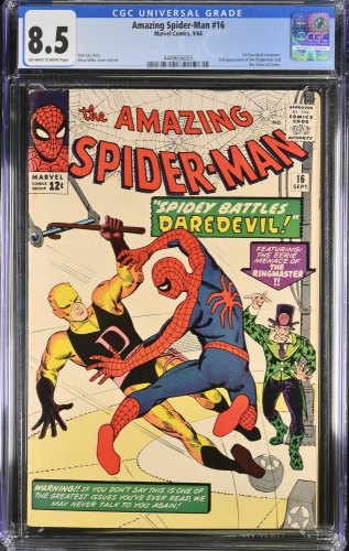 Cover Scan: Amazing Spider-Man #16 CGC VF+ 8.5 Battles Daredevil! Stan Lee! - Item ID #391073