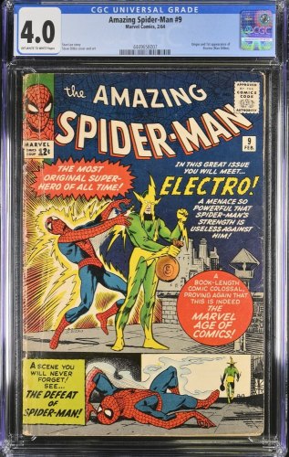 Cover Scan: Amazing Spider-Man #9 CGC VG 4.0 1st Full Appearance of Electro! - Item ID #391077