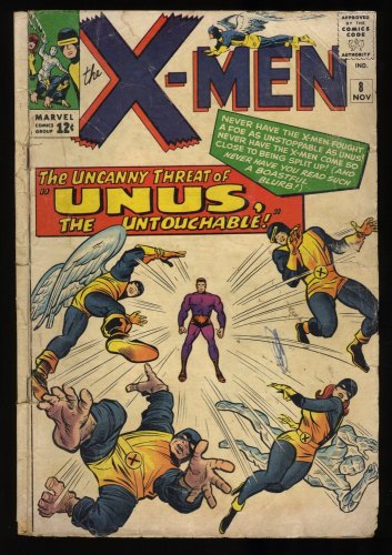 Cover Scan: X-Men #8 P 0.5 See Description 1st Appearance Unus the Untouchable! Kirby Cover! - Item ID #391399