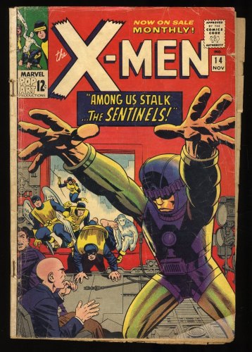 Cover Scan: X-Men #14 GD+ 2.5 1st Appearance Sentinels! Stan Lee! - Item ID #391400