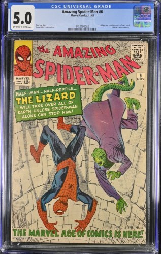 Cover Scan: Amazing Spider-Man #6 CGC VG/FN 5.0 1st Full Appearance of Lizard! - Item ID #391799
