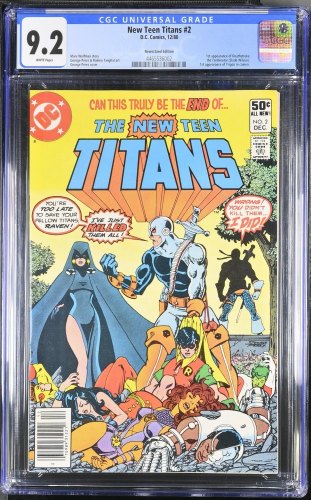 Cover Scan: New Teen Titans #2 CGC NM- 9.2 Newsstand Variant 1st Appearance Deathstroke! - Item ID #400168