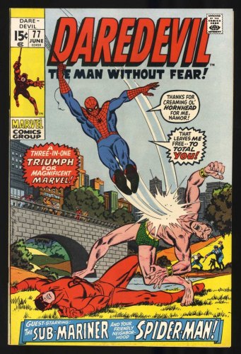 Cover Scan: Daredevil #77 VF+ 8.5 Spider-Man Sub-Mariner! Sal Buscema Cover Art! - Item ID #401837