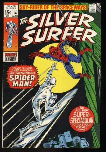 Cover Scan: Silver Surfer #14 FN/VF 7.0  Appearance of Amazing Spider-Man! - Item ID #404321