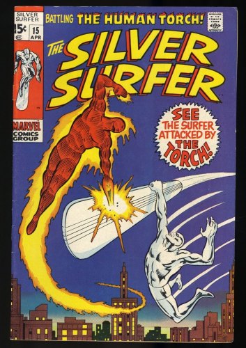 Cover Scan: Silver Surfer #15 FN- 5.5 Vs Human Torch! 1st Flying Dutchman! - Item ID #404322