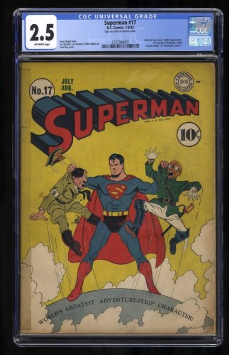 Cover Scan: Superman #17 CGC GD+ 2.5 Off White Hitler Cover 1st Fortress of Solitude! - Item ID #404649