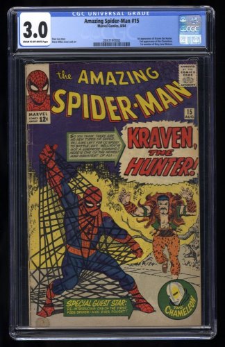 Cover Scan: Amazing Spider-Man #15 CGC GD/VG 3.0 1st Appearance Kraven the Hunter! - Item ID #404955