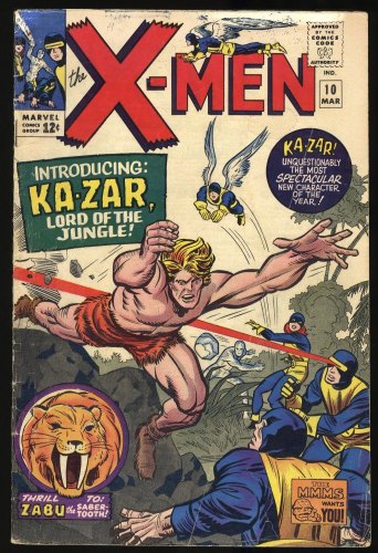 Cover Scan: X-Men #10 VG- 3.5 1st App Silver Age Ka-Zar! Stan Lee Script! - Item ID #405349