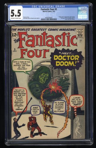 Cover Scan: Fantastic Four #5 CGC FN- 5.5 1st Full App. of Doctor Doom! Mega Key! - Item ID #405376