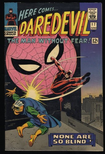 Cover Scan: Daredevil #17 FN+ 6.5 Spider-Man Appearance John Romita Art! - Item ID #409236